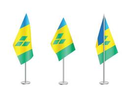 vlag van heilige vincent en de grenadines met zilver paal.set van heilige Vincent's nationaal vlag vector