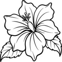 hibiscus bloem kleur Pagina's. bloem lijn kunst vector