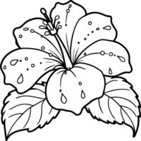 hibiscus bloem kleur Pagina's. bloem lijn kunst vector