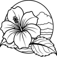 hibiscus bloem kleur Pagina's. bloem lijn kunst vector