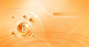 vitamine d en structuur. vitamine complex met chemisch formule van natuur. schoonheid behandeling voeding huid zorg ontwerp. medisch en wetenschappelijk concepten. ontwerp. vector