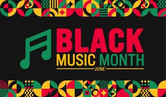 juni is Afrikaanse Amerikaans muziek- waardering maand of zwart muziek- maand achtergrond sjabloon. vakantie concept. gebruik naar achtergrond, banier, aanplakbiljet, kaart, en poster ontwerp sjabloon met tekst opschrift vector