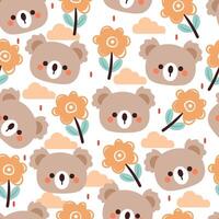 naadloos patroon tekenfilm koala met bloem en fabriek. schattig dier patroon voor geschenk inpakken papier vector