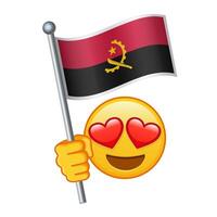 emoji met Angola vlag groot grootte van geel emoji glimlach vector