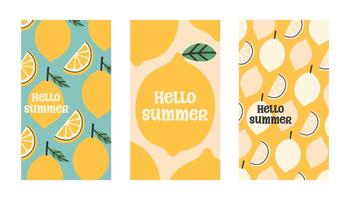 zomer poster citroen reeks in vlak stijl. kunst voor poster, ansichtkaart, muur kunst, banier achtergrond vector