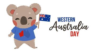 western Australië dag spandoek. koala met Australië vlag. western Australië poster, eerste maandag in juni. vector