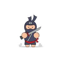 schattig tekenfilm Ninja zwaard icoon illustratie. koninkrijk concept illustratie premie tekenfilm, plat stijl tekenfilm vector