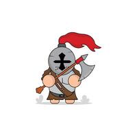 schattig tekenfilm gladiator met schild en zwaard icoon illustratie. koninkrijk concept illustratie premie tekenfilm, plat stijl tekenfilm vector