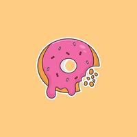 icoon donut heerlijk snel voedsel en drinken illustratie concept.premium illustratie vector