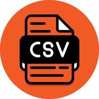 csv document het dossier type icoon. bestanden en uitbreiding formaat pictogrammen. met een oranje achtergrond en zwart vullen schets ontwerp vector