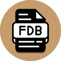 fdb het dossier type databank icoon. document bestanden en formaat uitbreiding symbool pictogrammen. met een solide stijl en licht bruin achtergrond vector