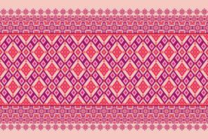 meetkundig etnisch oosters naadloos patroon. axtec stijl borduurwerk bloemen pixel kunst achtergrond ontwerp voor kleding stof, kleding, textiel, sjaal, behang, tafel loper, inpakken, afdrukken, sarong vector