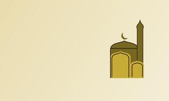 een gouden moskee met een minaret Aan een beige achtergrond vector