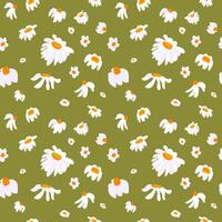 zomer madeliefje achtergrond groen naadloos patroon voorjaar bloeiend wilde bloemen gebladerte ornament omhulsel kleding stof behang textiel mozaïek- vector