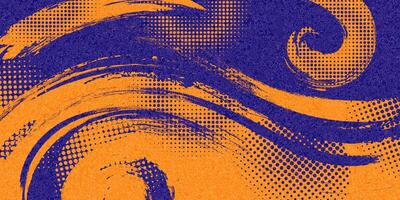 abstract sport- achtergrond met blauw en oranje borstel structuur en halftone effect. retro grunge achtergrond voor banier of poster ontwerp vector