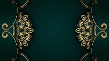 donker groen achtergrond met goud mandala ornament vector