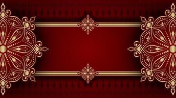 luxe rood achtergrond met gouden mandala ornament vector