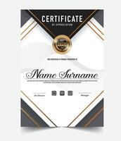 bedrijf, opleiding prestatie certificaat sjabloon. certificaat sjabloon met professioneel schoon ontwerp. vector