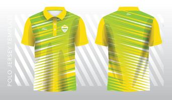 abstract geel en groen polo Jersey sport. sport uniform in voorkant en terug visie. bespotten omhoog voor sport club. vector