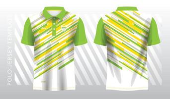 abstract geel en groen polo Jersey sport. sport uniform in voorkant en terug visie. bespotten omhoog voor sport club. vector