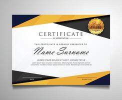 modern creatief bedrijf, opleiding prestatie goud insigne certificaat sjabloon vector