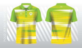 abstract geel en groen polo Jersey sport. sport uniform in voorkant en terug visie. bespotten omhoog voor sport club. vector