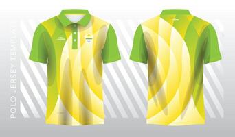 abstract geel en groen polo Jersey sport. sport uniform in voorkant en terug visie. bespotten omhoog voor sport club. vector