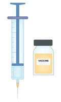 vaccin en injectiespuit wetenschap ontwerp illustratie diagram vector