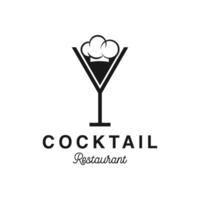 cocktail partij met chef hoed binnen, cocktail merk logo creatief ontwerp vector