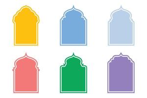 Islamitisch boog ontwerp glyph silhouetten ontwerp pictogram symbool zichtbaar illustratie kleurrijk vector