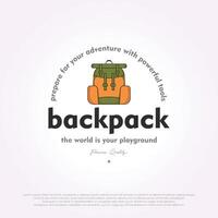 gemakkelijk rugzak voor buitenshuis activiteiten logo icoon ontwerp. sjabloon van backpackers vector