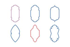 Islamitisch verticaal kader ontwerp dun lijn silhouetten ontwerp pictogram symbool zichtbaar illustratie kleurrijk vector