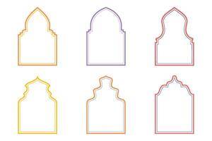 Islamitisch boog ontwerp verdubbelen lijn beroerte silhouetten ontwerp pictogram symbool zichtbaar illustratie kleurrijk vector