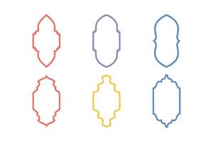 Islamitisch verticaal kader ontwerp dun lijn silhouetten ontwerp pictogram symbool zichtbaar illustratie kleurrijk vector
