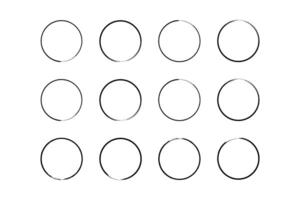 cirkel vorm afgeronde dun lijn grunge vorm borstel beroerte pictogram symbool zichtbaar illustratie reeks vector