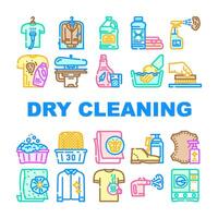 droog schoonmaak wasserij onderhoud pictogrammen reeks vector