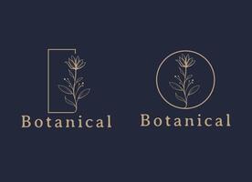 handgetekende vrouwelijke botanische logo sjabloon vector