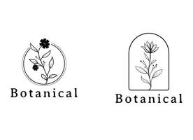 handgetekende vrouwelijke botanische logo sjabloon vector