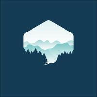 natuur tafereel met berg en Woud, landschap illustratie logo ontwerp vector