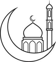 moskee en halve maan maan icoon Aan wit achtergrond. illustratie vector