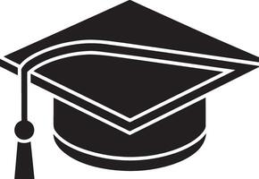 diploma uitreiking pet icoon. vlak zwart symbool. geïsoleerd Aan een wit achtergrond. vector