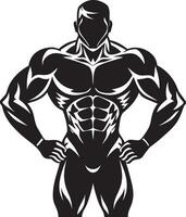 bodybuilder met vol lengte lichaam. gespierd Mens. illustratie. vector