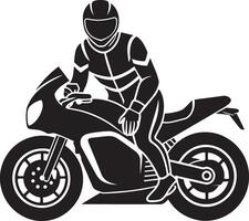 motorrijder rijden een motor. illustratie geïsoleerd Aan wit achtergrond vector