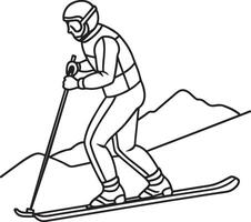 kunst van skiën silhouet gemakkelijk skiër silhouet vector