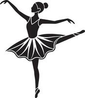 ballet danser silhouet geïsoleerd Aan wit achtergrond. zwart en wit illustratie. vector