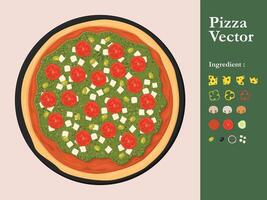 pizza icoon restaurant menu element cafe peperoni tekenfilm illustratie abstract saus voedsel vector