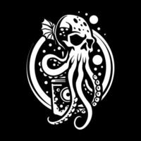 Octopus illustratie geschikt voor logos met zwart achtergronden vector