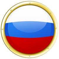 Vlag van Rusland op de ronde knop vector
