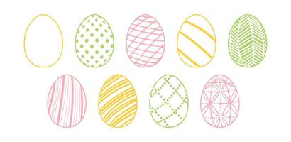 Pasen eieren set. lijn kunst reeks van eieren met meetkundig ornament vector