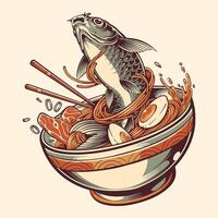 Japans ramen koi vector